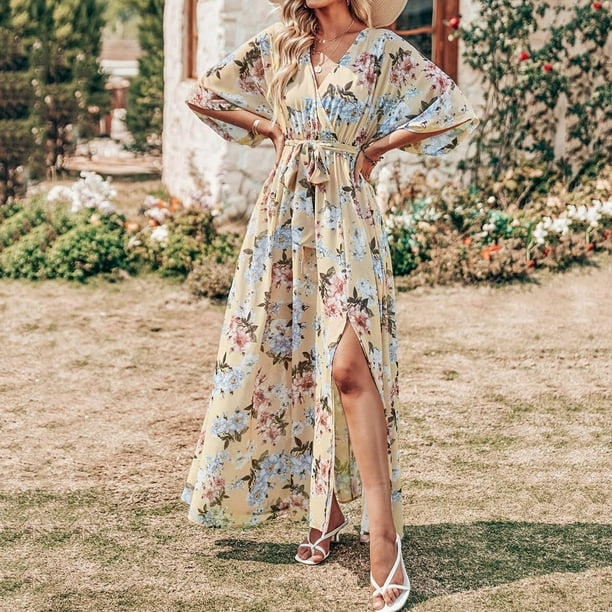Golden Hour Vestido Free People Comprar Vestido Vestido Largo Boho Chic  Vestido Bohemio Floral Vestido Largo Con Abertura Lateral Vestido De