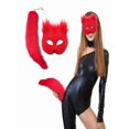 thumbnail image 3 of 2025 Halloween Plush Half-Face Mask & Tail Keychain Set - Lifelike Animal Cosplay Mask for Men/Women, Comfortable Fancy Dress Accessory for Halloween Costumes, Masquerade Parties,Red, 3 of 10
