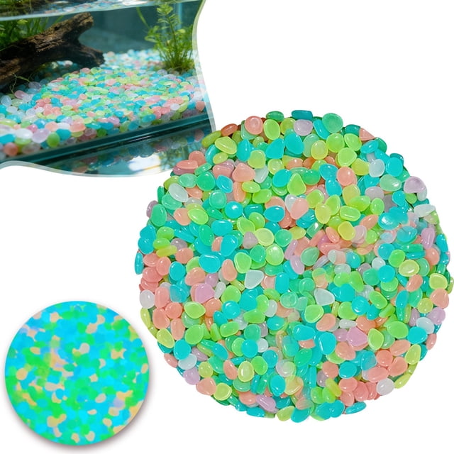 500Pcs Fish Tank Decorations Rocks,Colorful Glow in The Dark Aquarium Pebbles,Fish Tank Stones,Pebbles Gravel Luminous Stones for Garden Walkways,Landscaping,Plant Aquariums(A)