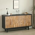 thumbnail image 2 of Textured Geometric Wooden 4-door Storage - Modern And Functional Unit Natural Wood Sideboard Pattern, Spacious, 2 of 6