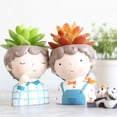 thumbnail image 3 of Rongfmy Mignon Pot de Fleur en Résine Garçon Mini Pot Bonsaï Jardin Intérieur Centre de Table Maison, 3 of 9