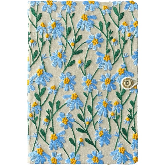 ipoul A5 Notebook, Lay Flat, Flower Journal, 8"x6", Hardcover, Lined, Pretty, Daisy Gifts for Women, Blue