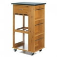 thumbnail image 1 of Accent Plus 10018319 Marble-Top Bamboo Rolling Kitchen Cart, 1 of 2