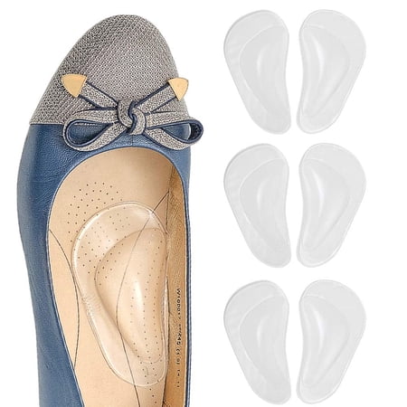 3 Pairs Arch Support Shoe Insoles for Flat Feet, Gel Arch Inserts for Plantar Fasciitis, Adhesive Arch Pad for Relieve Pressure and Feet Pain