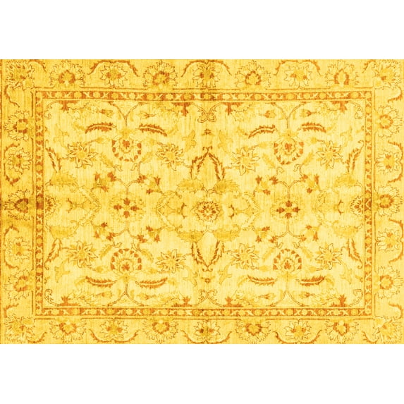 Ahgly Company Indoor Rectangle Oriental Yellow Modern Area Rugs, 5' x 7'
