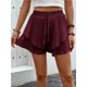 thumbnail image 5 of Pantalones cortos fluidos for mujer, falda pantalón estilo bohemio con volantes y mariposas, cintura alta, tela texturizada, doble capa, Color sólido, informal, 5 of 7
