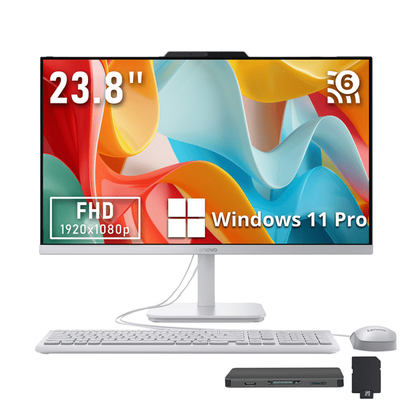 Lenovo A100 23.8" FHD All-in-One Desktop, Intel N100, 8GB DDR5 RAM, 1.25TB Storage (256GB SSD 1TB Docking Station Set), Keyboard & Mouse, 720p HD Camera, WiFi 6, Windows 11 Pro, Grey
