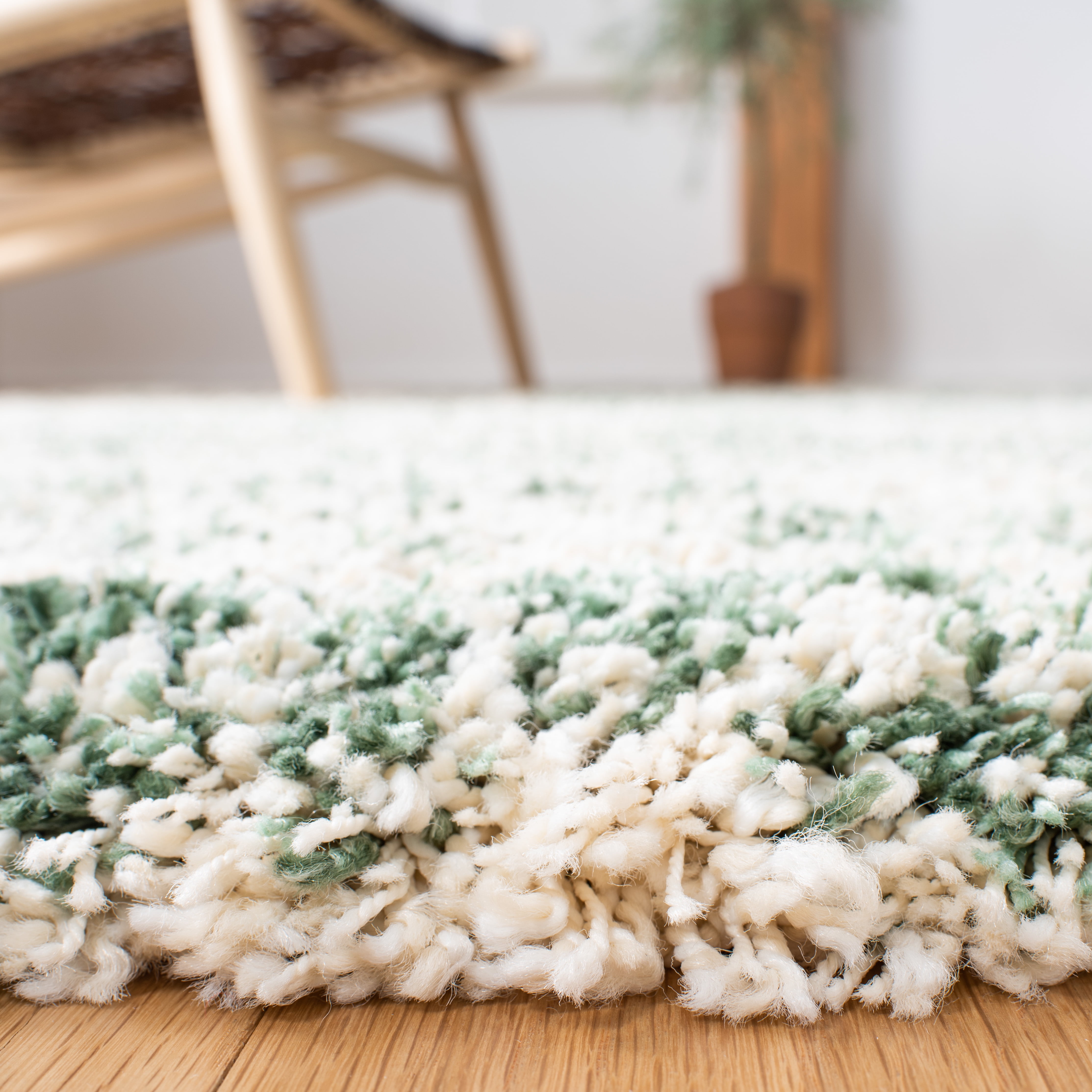 SAFAVIEH Hudson Jack Abstract Shag Runner Rug, Ivory/Green, 2'3" x 12'