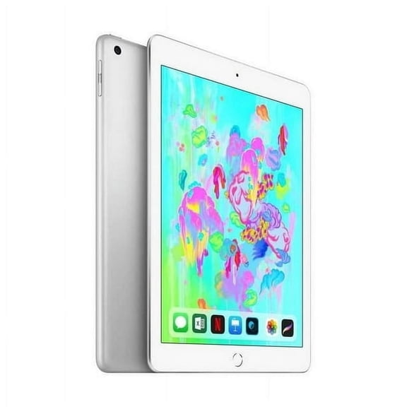 iPad Apple 6e Gén. 32 Go Wi‐Fi + Cellulaire Argent Excellent (Certifié Remis à Neuf)
