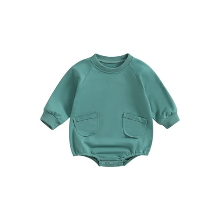 

GXFC Infant Boys Girls Fall Romper Sweatshirt Newborn Long Sleeve Solid One Piece Jumpsuit Autumn Bodysuit Clothes for Toddler Baby Boys Girls 0-18M