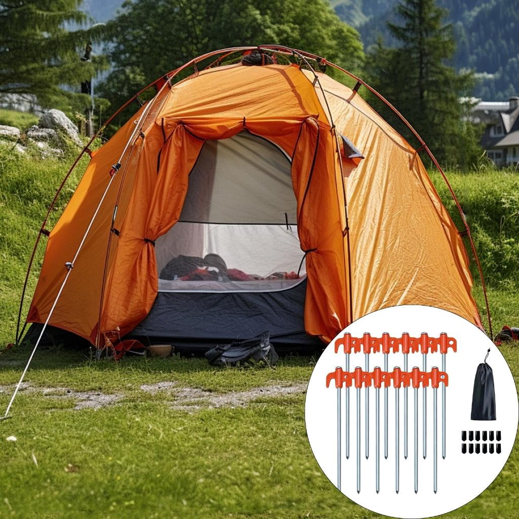 Long Camping Tent Stake Carbon Steel Canopy Stakes Spikes Heavy Duty Tents Peg Wind-proof Lengthened Tent Ground Peg