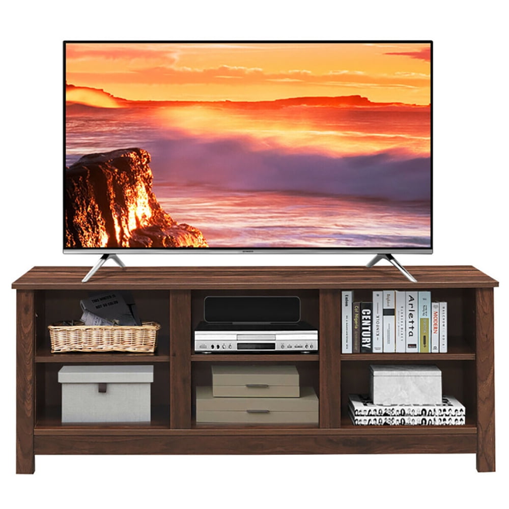 Finihen TV Stand, TV Cabinet, 60 Inch Entertainment TV Stand Cabinet, Media Entertainment Center with Storage, for Living Room, Bedroom, Brown