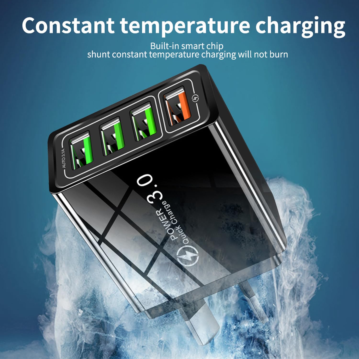 Panningbo 4-Port USB Wall Charger 2-Pack Fast Charging Block with Smart Temperature Control Compact Travel Adapter for Smartphone Tablet