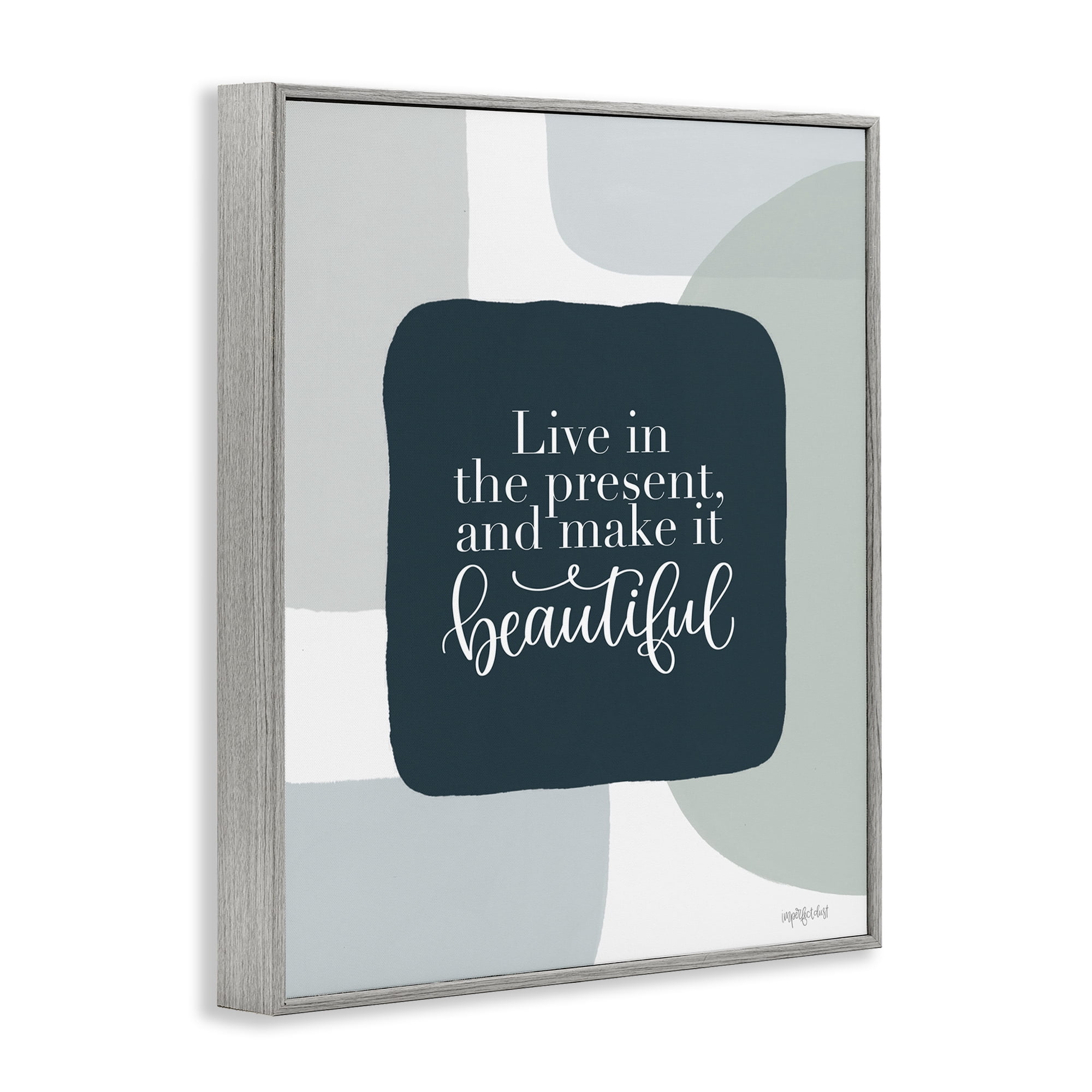 Stupell Industries Live In The Present Typography Painting Gray Framed Art Print Wall Art, 24 x 30