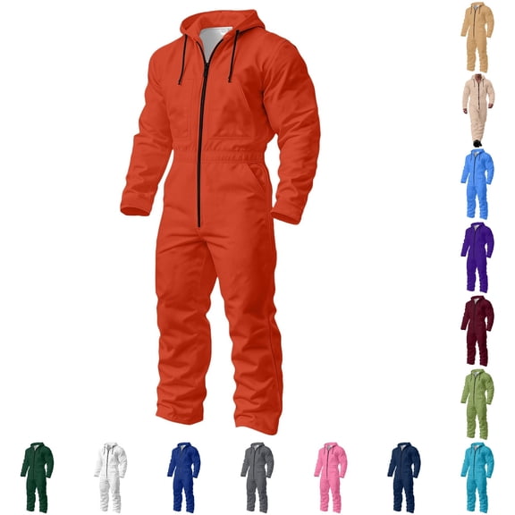 Men's Waterproof Hooded Work Jumpsuit Cold Weather Outdoor Coverall
