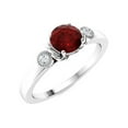 thumbnail image 2 of Trilogy Ring! 5 MM Round Garnet 925 Sterling Silver Women Mother's Day Gift Jewelry, 2 of 3