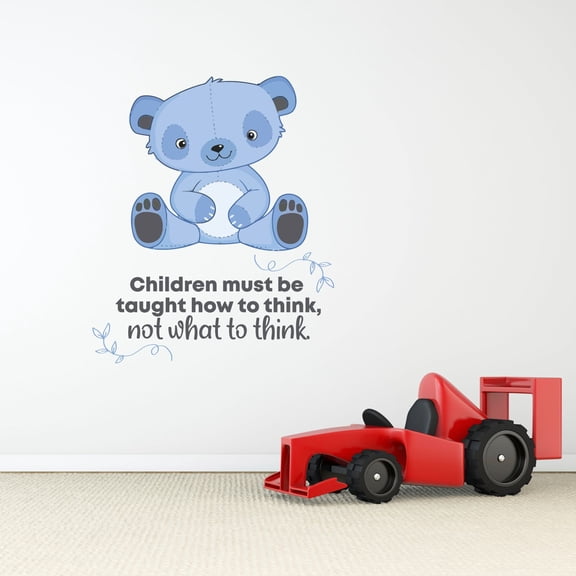 What To Think Cute Bear Life Quote Cartoon Quotes Decors Wall Sticker Art Design Decal for Girls Boys Kids Room Bedroom Nursery Kindergarten Home Decor Stickers Wall Art Vinyl Decoration (20x18 inch)