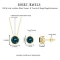 thumbnail image 5 of Rosec Jewels Natural London Blue Topaz Jewelry Set for Women - AAA Quality - Bezel Set Necklace and Earrings Set - Ready to Gift, 18K Yellow Gold, 5 of 8
