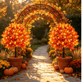 thumbnail image 2 of 2 PCS Fall Maple Floral Lighted Stake Artificial Topiary Tree 27 Inch Outdoor Ground Stakes UV Resistant Faux Autumn Plant with LED Lights for Porch Garden Halloween Thanksgiving Home Decor Essential, 2 of 8