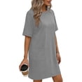 thumbnail image 3 of QSAWXQZ Women Plus T Shirt Dress Pockets Short Sleeve Crew Neck Loose Mini Dress for Summer 5XL, 3 of 6