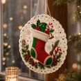 thumbnail image 5 of Diamond Art Christmas Ornaments with 8 Inch Scallop Edged Clear Acrylic Base Featuring Pearl Beaded Stocking Motif, Festive Christmas Tree Decorations for Holiday Home Window, 5 of 8
