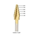thumbnail image 2 of Broca Escalonada HSS4241 3/16" a 1/2" 6 Tamaños de Fluta Recta Vástago Triangular para Metal Madera Plástico, 2 of 4