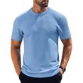 thumbnail image 1 of Camiseta COOFANDY de punto casual de manga corta para hombre, azul claro, 1 of 9