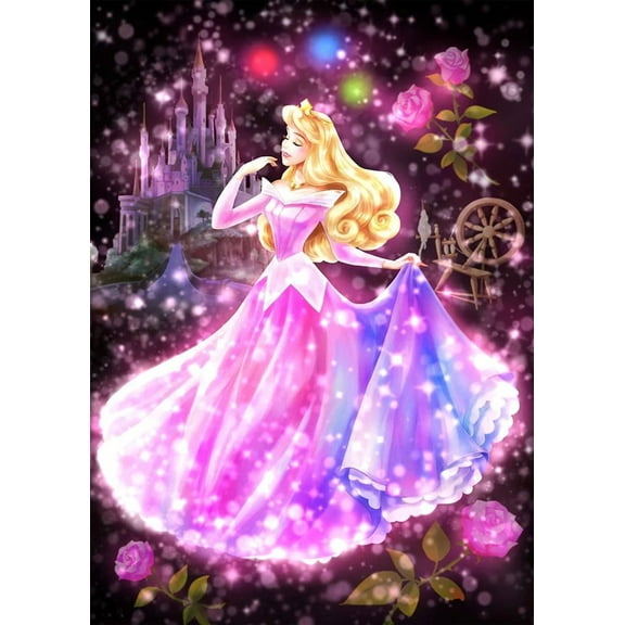 Aurora Diamond Painting Kit, Princess Diamond Canvas, Round 5D Diamond Art for Adults,Gem Art Painting with Diamond Home Wall Decor 12X16 Inch