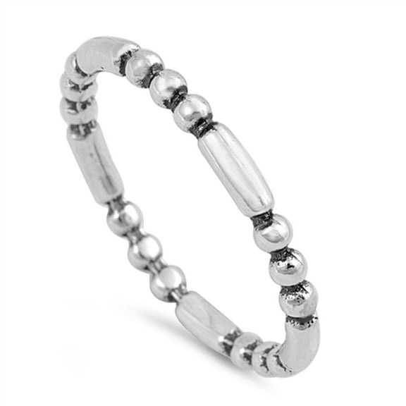 925 Sterling Silver Eternity Beads And Bars Ring Size 10