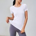 thumbnail image 2 of GEWSEY Women's Workout Tops Long Sleeve Shirts Yoga Sports Breathable Gym Athletic Top Slim Fit (White, S), 2 of 4