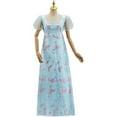 thumbnail image 2 of Regency Style Women's High-Waisted Blue Floral Tea Party Gown, 2 of 6