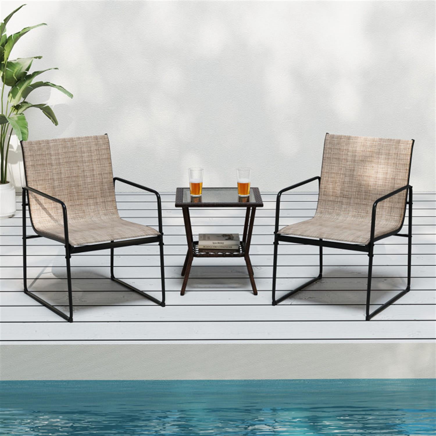 Demi Bonn Outdoor Dining Chairs Set of 4, Patio Furniture Chair with Breathable Seat and Backrest for Yard, Garden, Brown