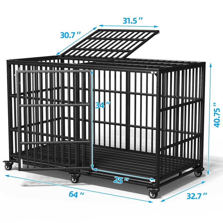 Indestructible Large Dog Kennel 64" Heavy Duty Dog Crate ...
