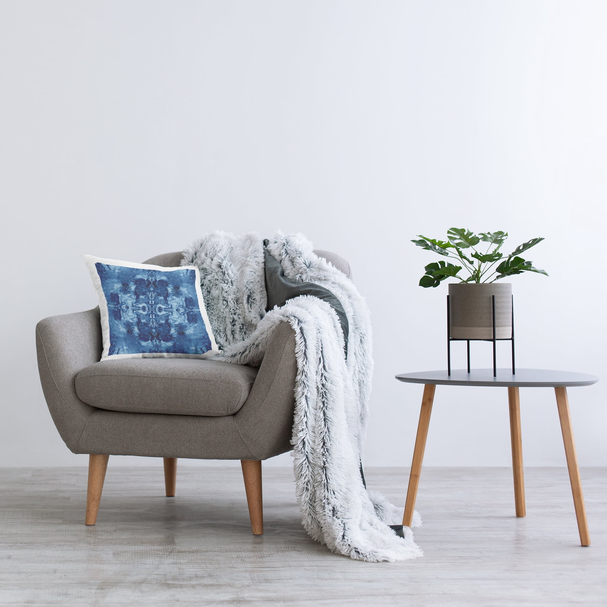 Stupell Industries Blue Mirrored Pattern Decorative Printed Throw Pillow Design by El Perkin.