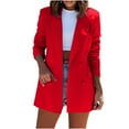 thumbnail image 2 of BLTIBY Womens Blazer Fall Winter Solid Color Casual Cardigan Coat Button Long Sleeve Open Front Blazers Jacket Lightweight Business Work Suit with Pockets Red S, 2 of 8