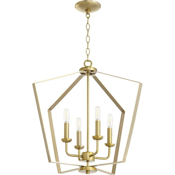 894-4-80 Quorum Lighting 4 Light Entry Pendant in Quorum Home Collection style - 23 inches wide by 21 inches high-Aged Brass Finish    -Traditional