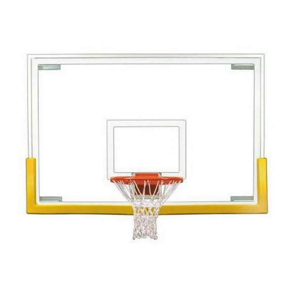 First Team Tradition Upgrade Package with 72in Glass Basketball Backboard, Breakaway Rim and Padding Color: Grey