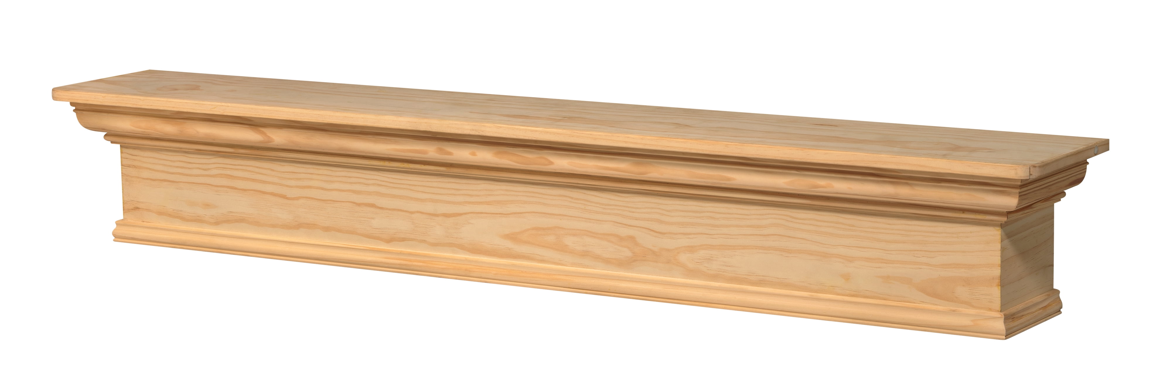 Pearl Mantels Savannah Transitional Premium Pine Wood Mantel Shelf, Unfinished, Paint and Stain Grade, 72"L x 9"D x 9"H