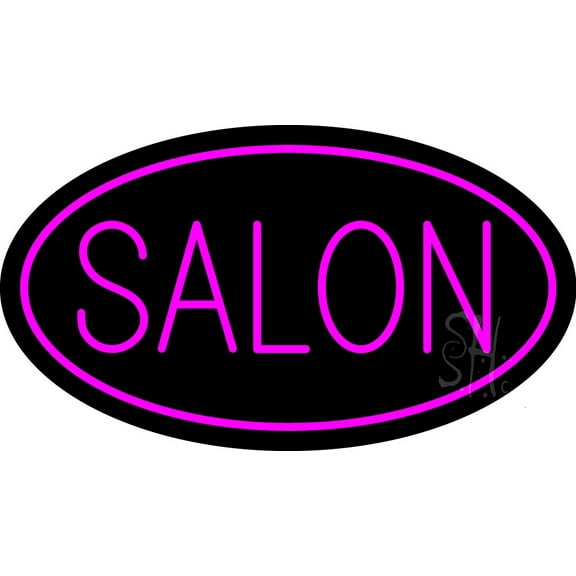 Pink Salon Oval LED Neon Sign 20 x 37 - inches, Black Square Cut Acrylic Backing, with Dimmer - Bright and Premium built indoor LED Neon Sign for Defence Force.