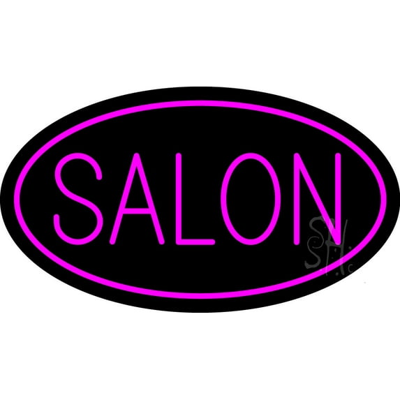 Pink Salon Oval LED Neon Sign 20 x 37 - inches, Black Square Cut Acrylic Backing, with Dimmer - Bright and Premium built indoor LED Neon Sign for Defence Force.