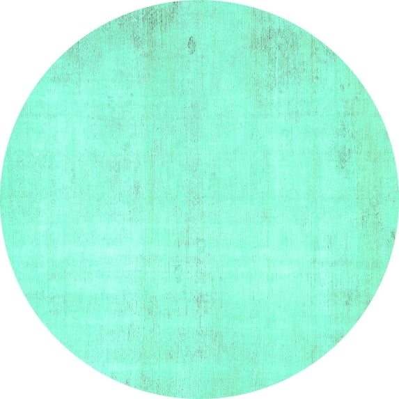 Ahgly Company Indoor Round Solid Turquoise Blue Modern Area Rugs, 7' Round