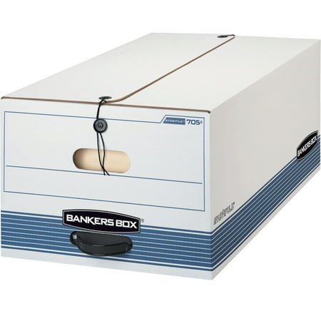 Bankers Box Liberty File Storage Box, Legal Size, 15 x 24 x 10 Inches, White/Blue, Pack of 4