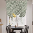 thumbnail image 3 of Green Floral Balloon Curtains for Living Room/French Door, Spring Flowers Pattern Botanical Vintage Tie Up Curtains 63 Inch Length Energy Saving Kitchen Curtains Shades for Windows 42"x63", 3 of 8