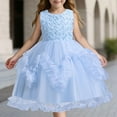 thumbnail image 2 of Akiihool Girl Dresses Toddler Girls Sleeveless Lace Butterfly Embroidery Princess Pageant Gown Party Evening Dress Wedding Dress For Children Clothes Fashion(Blue,4-5 Years), 2 of 9