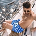 thumbnail image 2 of luoweisi Men's Beach Shorts Quick Dry Swim Trunks with Mesh Lining Blue and White Geometry L, 2 of 5