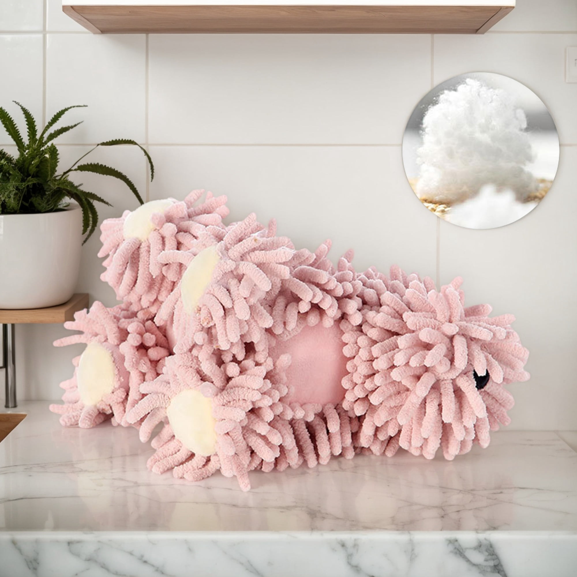Unique Bargains 2 Pcs Dog Hand Towels 8" x 10" Pink/Brown