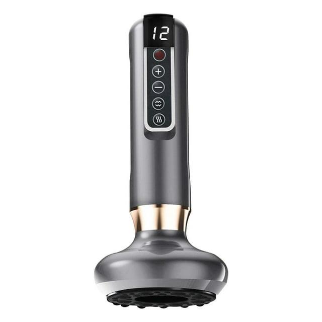 YFGEFTR Intelligent Negative Pressure Cupping Massager, 12-Level Scraping & Vibration Brush with Red Light Heating, Rechargeable Relaxation Tool 30ml Oil