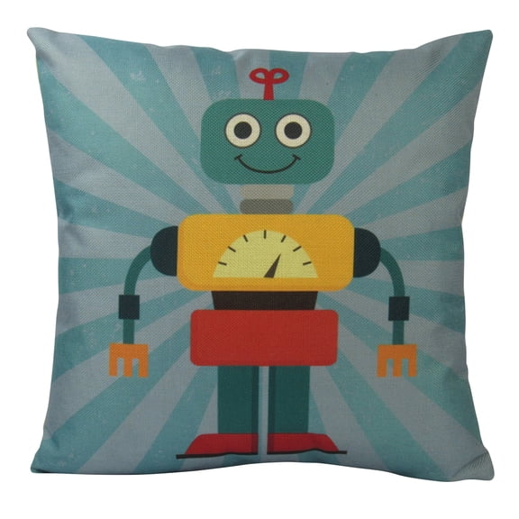Robot | Blue |  Fun Gifts | Pillow Cover | Home Decor | Throw Pillows | Happy Birthday | Kids Room Decor | Kids Room | Room Decor
