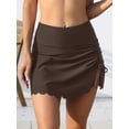 thumbnail image 3 of Charmo Womens Scallop Trim Swim Skirt High Waisted Swimsuit Bottoms Side Split Bikini Bottoms, 3 of 7