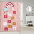 thumbnail image 2 of Manfei Hopscotch Number Shower Curtain 72Wx72L, Rainbow Cloud Bathroom Curtain, Pink, 2 of 5